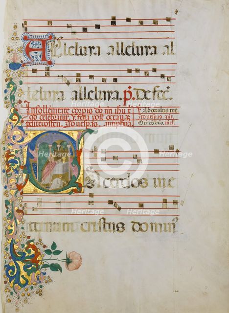 Manuscript Leaf with the Celebration of a Mass in an Initial S..., second half 15th century. Creator: Master of the Riccardiana Lactantius.