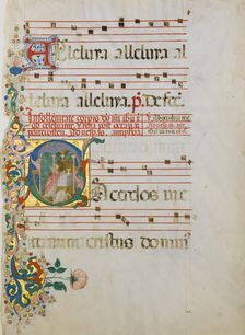 Manuscript Leaf with the Celebration of a Mass in an Initial S..., second half 15th century. Creator: Master of the Riccardiana Lactantius