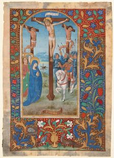 Manuscript Leaf with the Crucifixion, from a Book of Hours, last quarter 15th century. Creator: Unknown