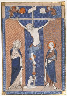 Manuscript Leaf with the Crucifixion, from a Missal, ca. 1270-80. Creator: Unknown