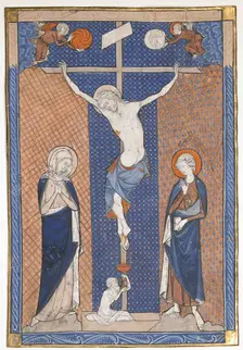 Manuscript Leaf with the Crucifixion, from a Missal, French, ca. 1270-80. Creator: Unknown