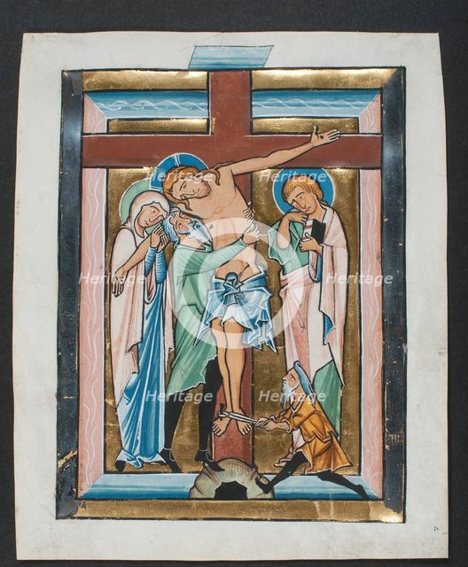 Manuscript Leaf with the Deposition, from a Psalter, German, mid-13th century. Creator: Unknown.