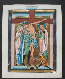 Manuscript Leaf with the Deposition, from a Psalter, mid-13th century. Creator: Unknown