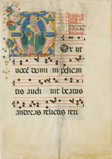 Manuscript Leaf with the Feast of Saint Andrew in an Initial M ..., second half 15th century. Creator: Master of the Riccardiana Lactantius