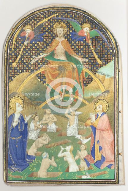 Manuscript Leaf with the Last Judgment, from a Book of Hours, ca. 1400. Creator: Unknown.