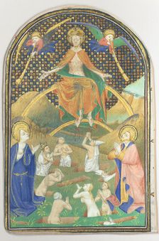 Manuscript Leaf with the Last Judgment, from a Book of Hours, French, ca. 1400. Creator: Unknown