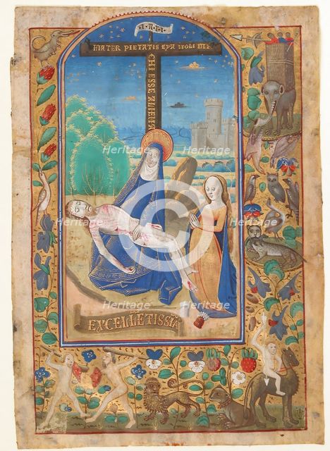 Manuscript Leaf with the Pieta, from a Book of Hours, last quarter 15th century. Creator: Unknown.