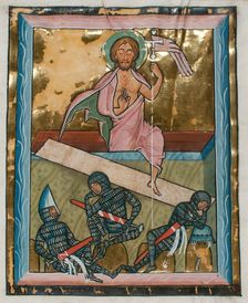 Manuscript Leaf with the Resurrection, from a Psalter, German, mid-13th century. Creator: Unknown