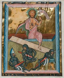 Manuscript Leaf with the Resurrection, from a Psalter, mid-13th century. Creator: Unknown