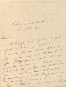 [Manuscript Letter from W. H. Fox Talbot to Antonio Bertoloni], 1839. Creator: William Henry Fox Talbot