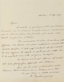 Manuscript Letter from William-Fox Strangways to Antonio Bertoloni, 1839. Creator: William Thomas Horner Fox-Strangways