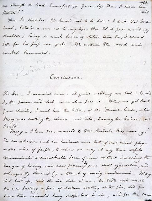 Manuscript of "Jane Eyre", 1846. Creator: Charlotte Bronte.