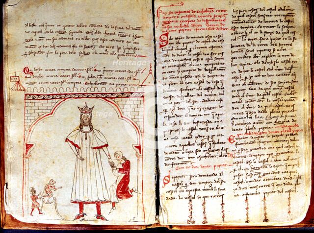 Manuscript on the Constitution of Barcelona, entitled 'Usatges of Barcelona, Catalonia costums'.