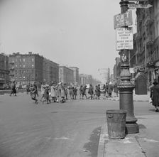 Many accidents are attributed to unpatrolled intersections in Harlem, New York, 1943. Creator: Gordon Parks