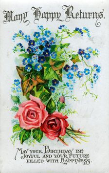 Many Happy Returns birthday card, c1921