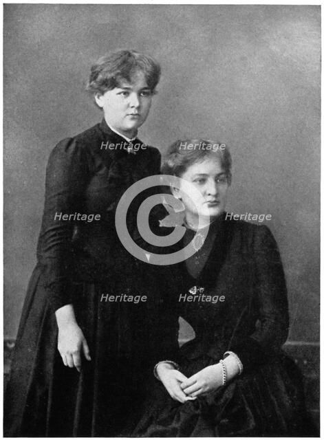 Manya Sklodowska (Marie Curie) and her sister Bronya (seated), 1886. Artist: Anon