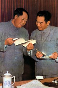 Mao Zedong and Zhou Enlai, Chinese Communist leaders, c1950s(?)