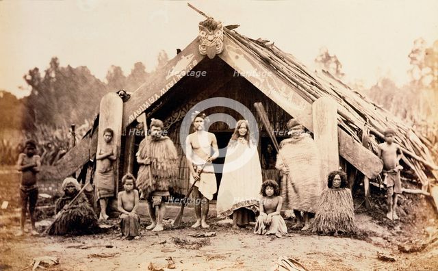Maori family, New Zealand, c1880s. Creator: Unknown.