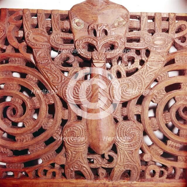 Maori Woodcarving representing panel detail of  Ancestor. Artist: Unknown.