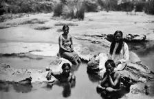 Maoris bathing in a hot pool, 1902. Artist: Muir & Moodie