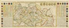 Map of Muscovy, with coats of arms, Russian coins of the day and explanatory panels