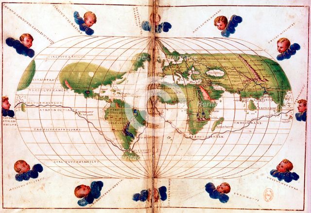Map of Magellan's round the world voyage, 1519-1521. Artist: Unknown