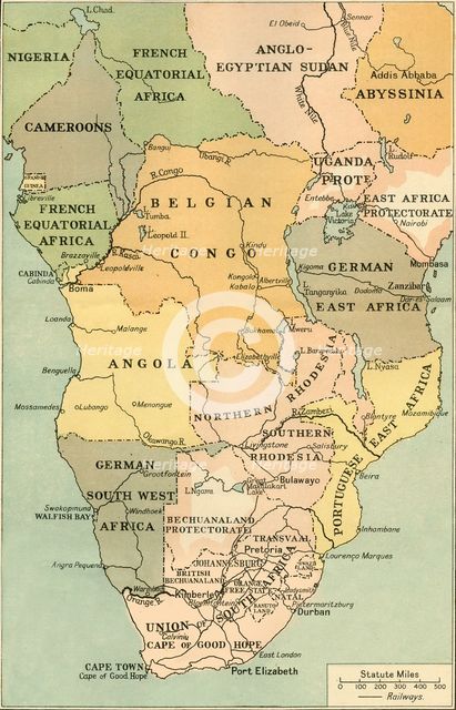 'Map of Mid. And South Africa', 1919. Creator: George Philip & Son Ltd.