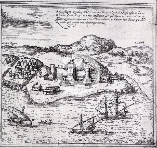 Map of Mina, West Africa, 1572. Creator: Franz Hogenberg.