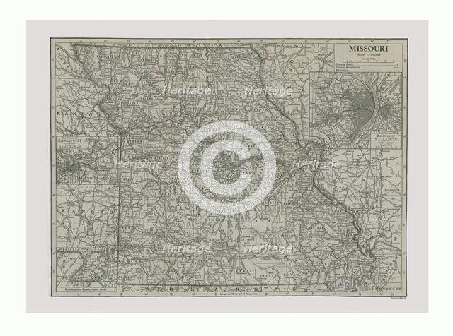 Map of Missouri, USA, c1900s. Creator: Emery Walker Ltd.