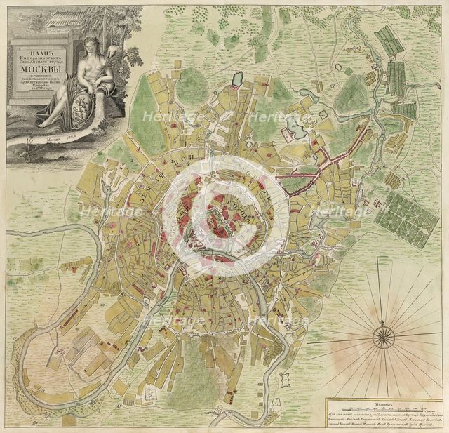 Map of Moscow, 1739. Artist: Michurin, Ivan Fyodorovich (1700-1763)