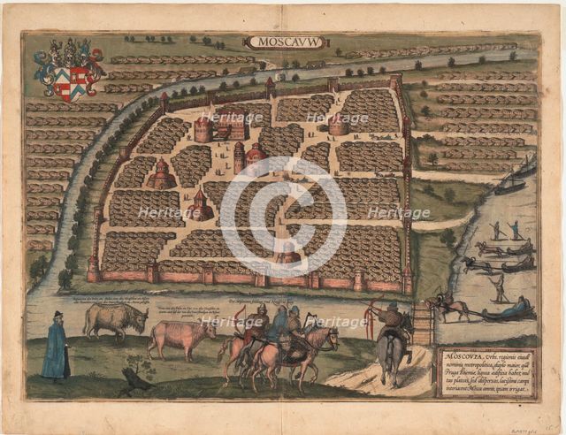 Map of Moscow of the 16th century (From: Civitates orbis terrarium), 1575. Artist: Hogenberg, Frans (1535-1590)