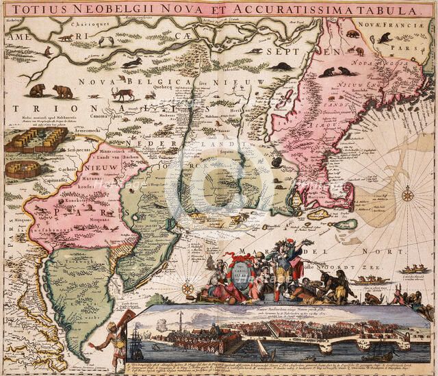 Map of New York and New England, 1710. Creator: Abraham Allard.