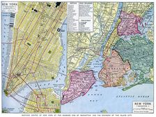 Map of New York City, USA, c1930s