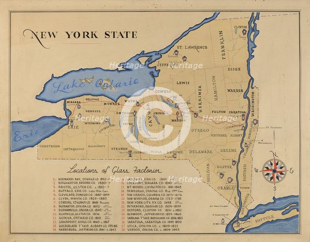 Map of New York State, 1935/1942. Creator: Unknown.