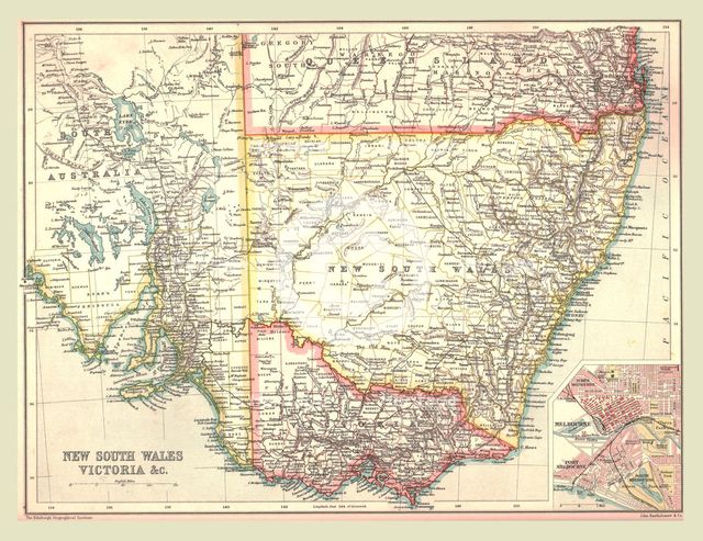 Map of New South Wales and Victoria, 1902.  Creator: Unknown.