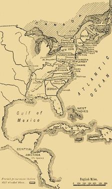 Map of North America, Illustrating the American War of Independence c1785, (1890). Creator: Unknown