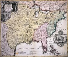 Map of North America, late 17th-early 18th century. Creator: Johann Baptista Homann