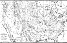 Map of North America with locations of Native American tribes, 1841.Artist: Myers and Co