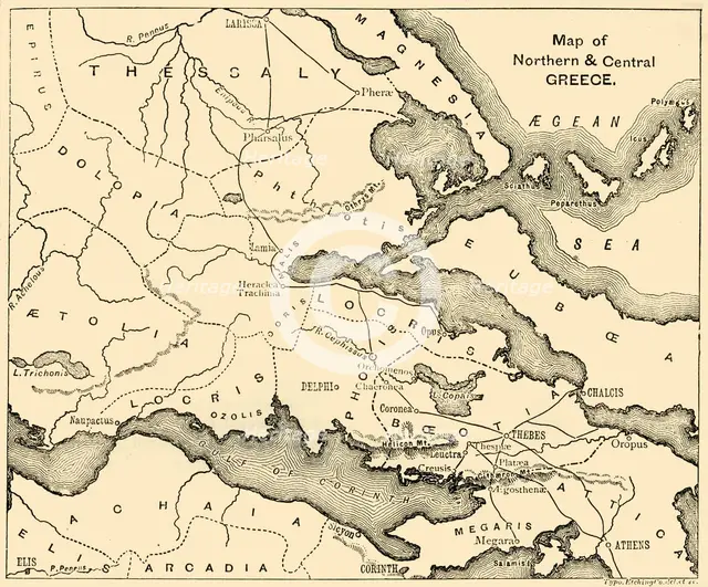 'Map of Northern & Central Greece', 1890.   Creator: Unknown.