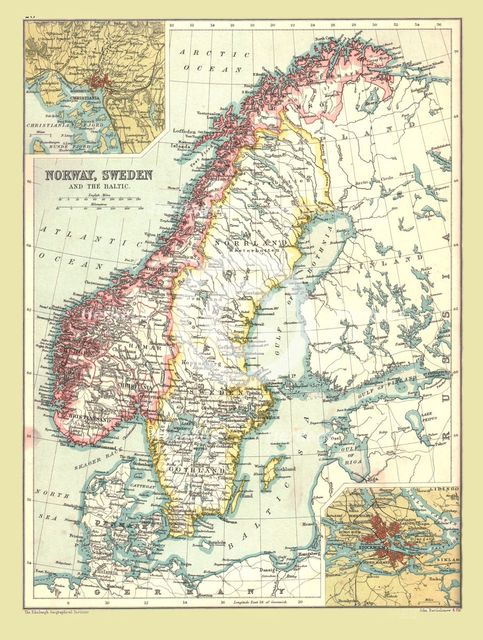 Map of Norway and Sweden, 1902.  Creator: Unknown.