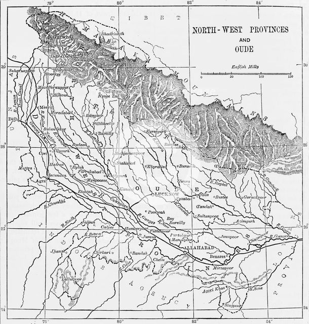 'Map of Oude and the North-West Provinces', c1891. Creator: James Grant.