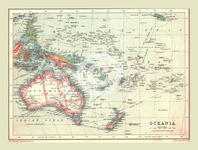 Map of Oceania, 1902.  Creator: Unknown.