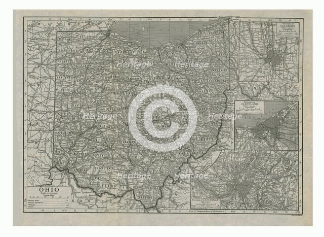 Map of Ohio, USA, c1910s. Creator: Emery Walker Ltd.