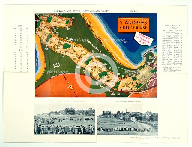Map of Old Course, St Andrews, Open Championship, 1939. Creator: Unknown.