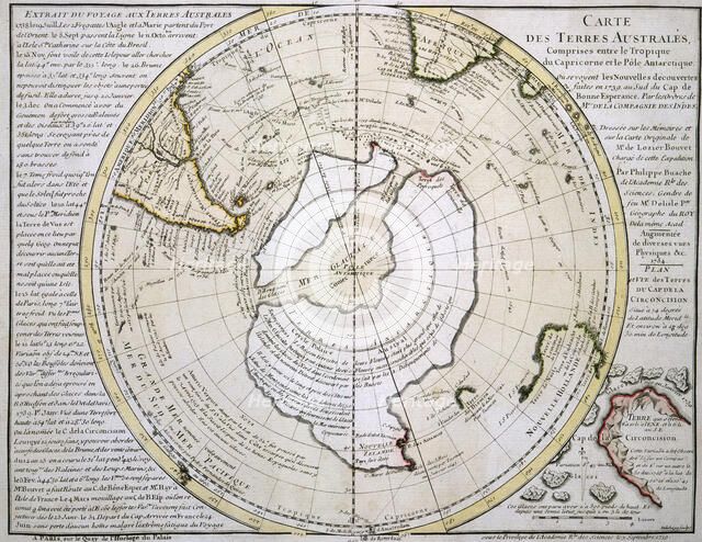 Map of Australasia and Antarctica, 1739. Creator: Philippe Bauche.