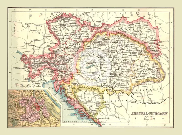 Map of Austria-Hungary, 1902. Creator: Unknown.