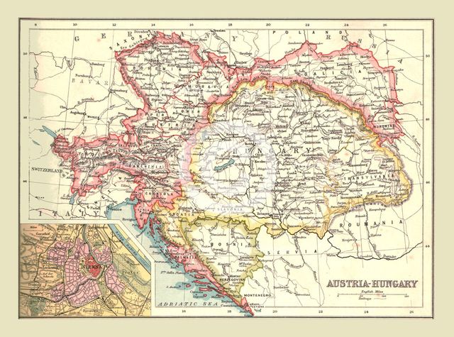 Map of Austria-Hungary, 1902. Creator: Unknown.