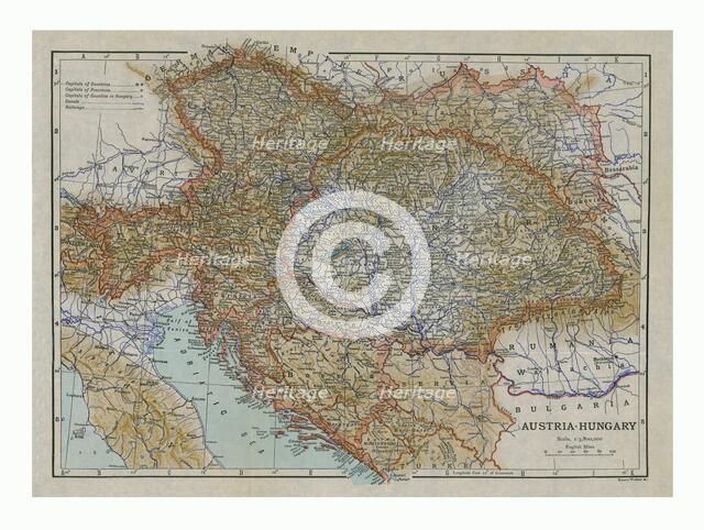 Map of Austria-Hungary, c1910s. Creator: Emery Walker Ltd.