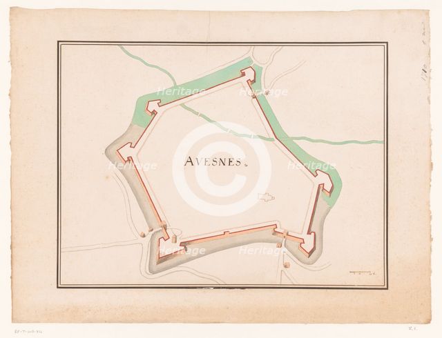 Map of Avesnes, c.1710. Creator: Anon.
