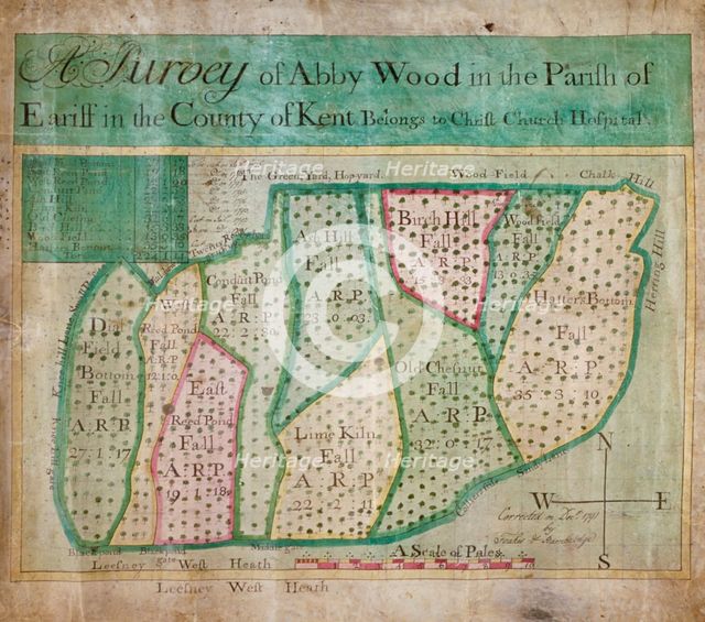 Map of Abbey Wood, part of Erith or Lesnes Manor on the eastern boundary of Woolwich, Kent, 1791. Artist: Anon